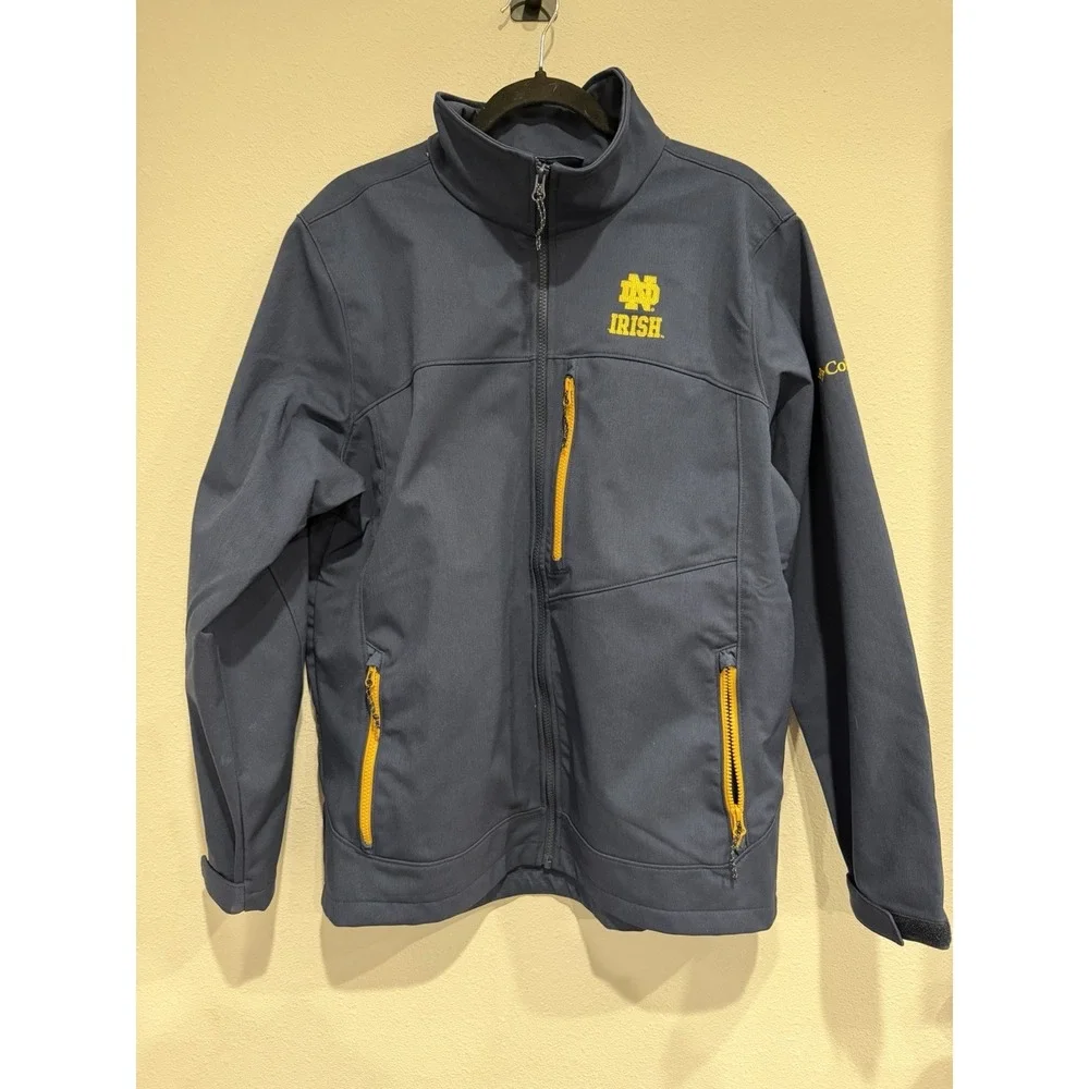 Notre Dame Columbia Ascender II Softshell Jacket NCAA Navy Large Omni-Shield